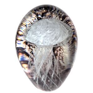 Glass JellyfishTall Domed Paperweight Clear White Purple 4.5 inches 1 lb 14 oz